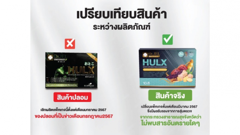 ผลิตภัณฑ์เสริมอาหาร Hulx ฮัล์ค ตรา ด็อกเตอร์ เจล เตือนภัย ระวังสินค้าลอกเลียนแบบหลังกระแสตอบรับดีเกินคาด