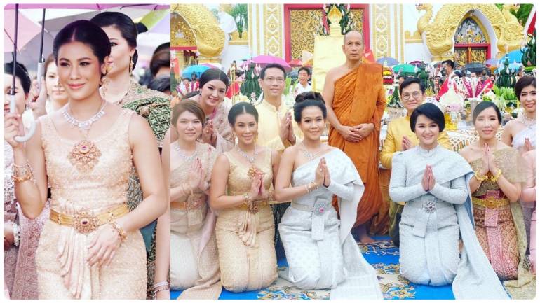 เปิดวาร์ป สาวงามใส่ชุดไทยดุสิต สุดตระการตาในงานบุญใหญ่ จังหวัดนครพนม
