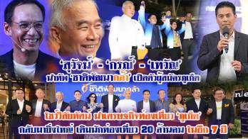 “สุวัจน์-กรณ์-เทวัญ” นำทัพชาติพัฒนากล้าเปิดผู้สมัครภูเก็ต โชว์วิสัยทัศน์นำเศรษฐกิจ ท่องเที่ยวภูเก็ต กลับมายิ่งใหญ่